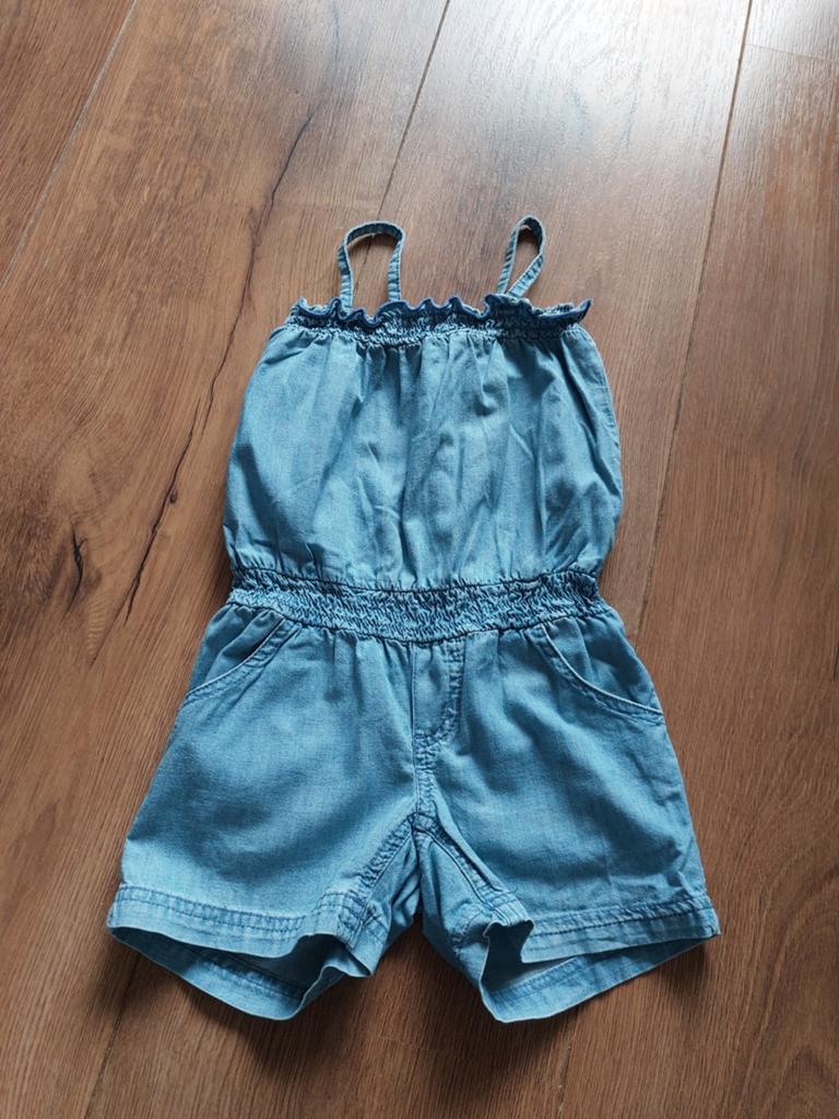 Leuke jeans Salopette / Jumpsuit maat 86-92 z.g.a.n., Broekje, Meisje, Ophalen of Verzenden, Zo goed als nieuw