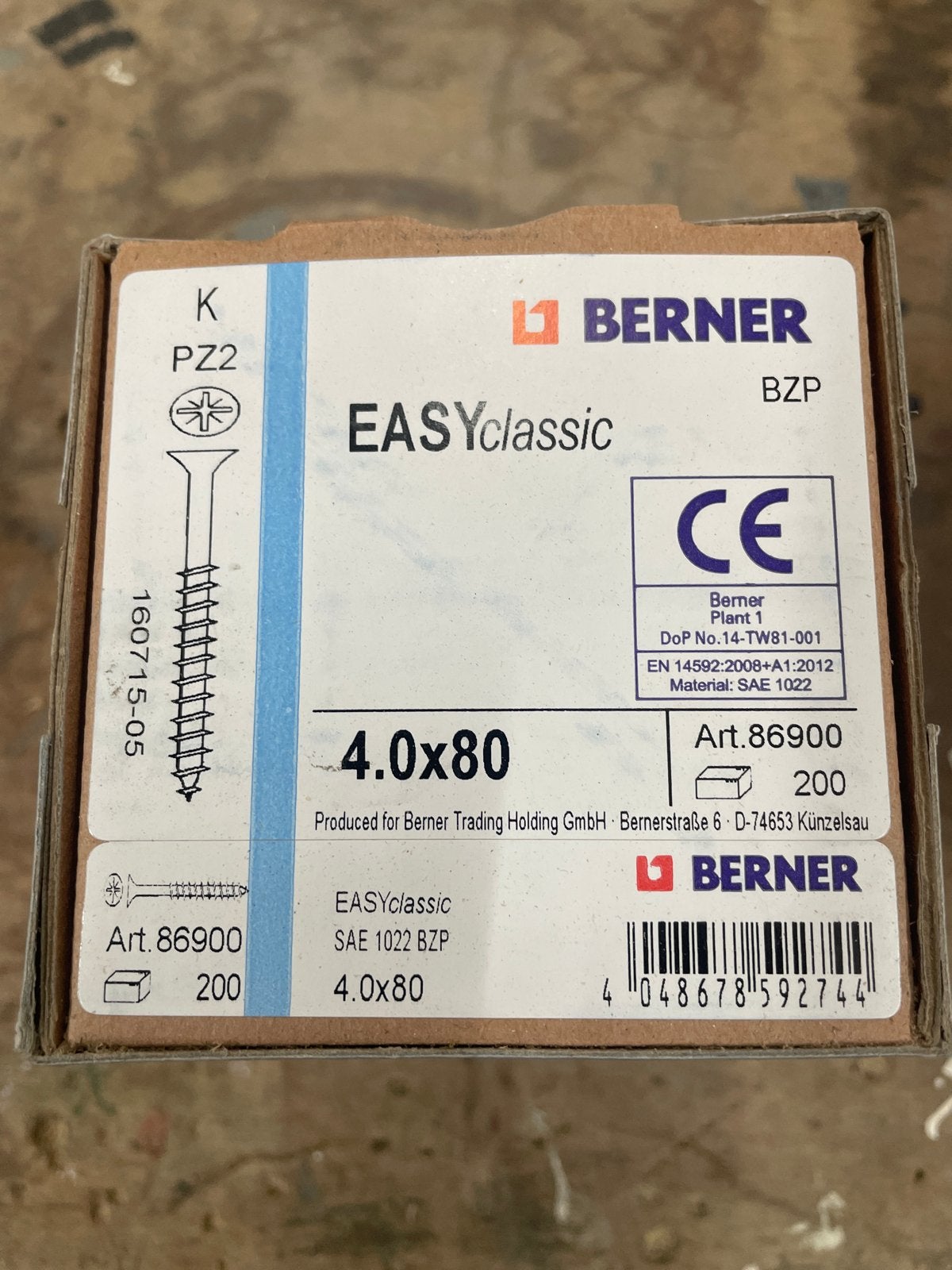 Berner EASYclassic Schroeven 4.0x80 - Doos van 200 stuks, Ophalen, Nieuw, 50 tot 100 mm, Schroeven