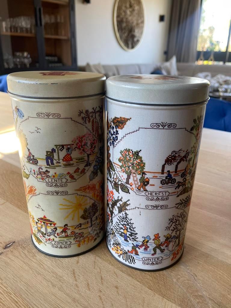 Arks vintage beschuitblikken vier jaargetijden, Verzamelen, Ophalen of Verzenden, Zo goed als nieuw, Overige