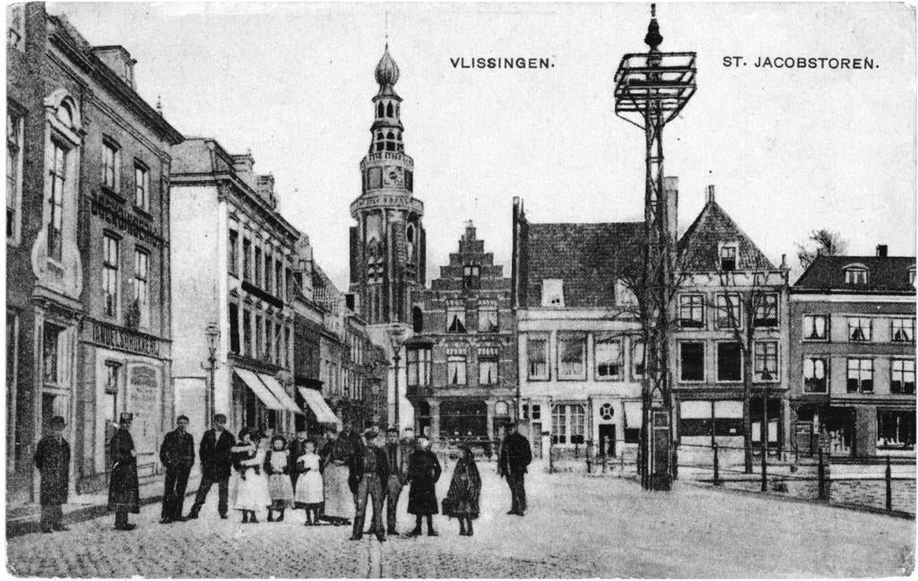 700759 Vlissingen 1910 Z St Jacobstoren Gelopen m postzegel, Ophalen of Verzenden, Voor 1920, Gelopen, Zeeland