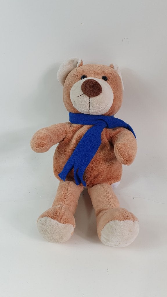 Bambix Beertje knuffel handpop. Met blauwe sjaal. 3A6, Kinderen en Baby's, Speelgoed | Knuffels en Pluche, Tweedehands verkoop