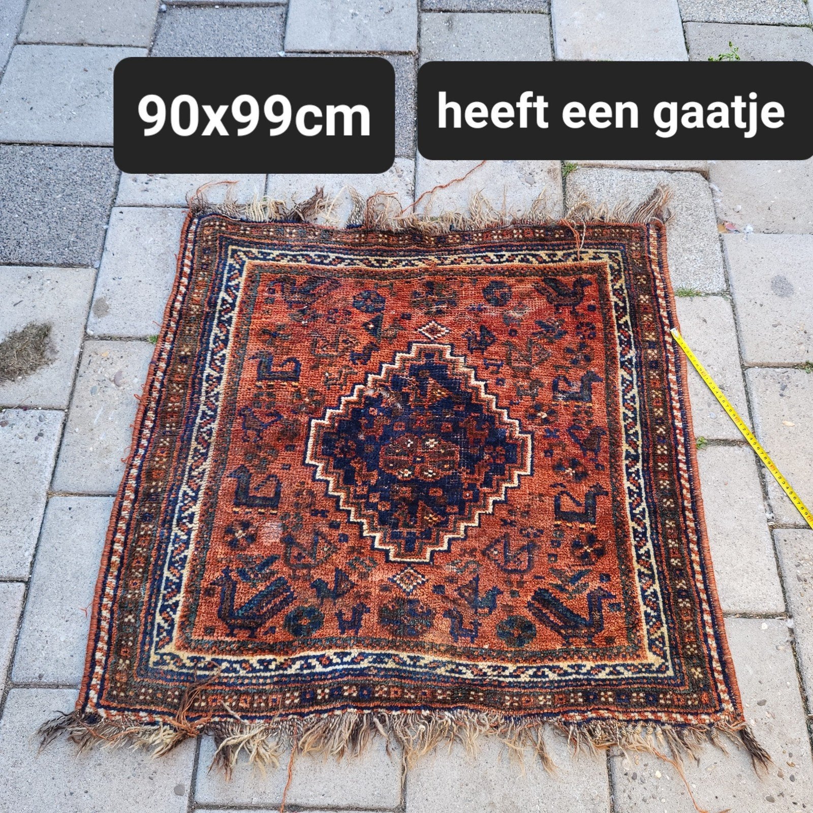 Perzische tapijt 99x90cm, Ophalen of Verzenden, Gebruikt, Rechthoekig, 200 cm of meer