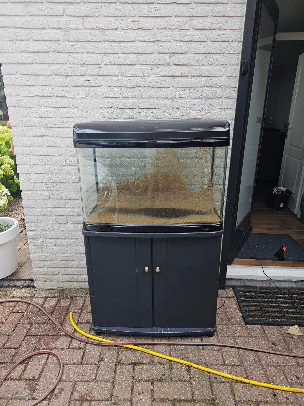 mooi aquarium met gebogen glas, Dieren en Toebehoren, Vissen | Aquaria en Toebehoren, Ophalen, Inclusief deksel, Gebruikt, Leeg aquarium