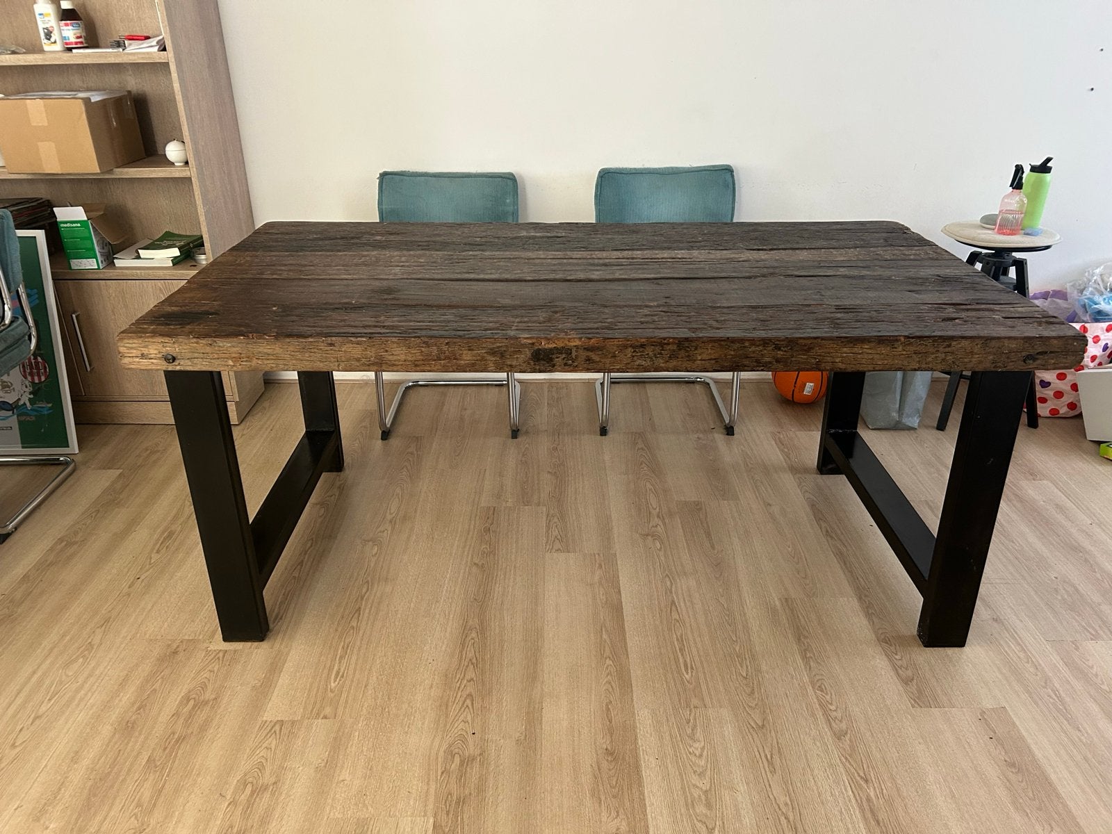 Robuuste Wagonhout Eettafel - 97x182x80 cm, Huis en Inrichting, Ophalen, Gebruikt, 50 tot 100 cm, 150 tot 200 cm