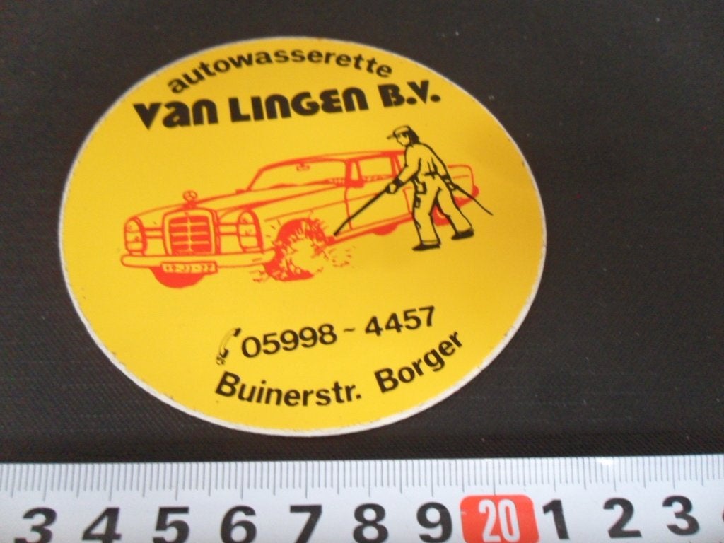 sticker borger autowasserette VAN LINGEN BV buinerstraat, Ophalen of Verzenden, Zo goed als nieuw