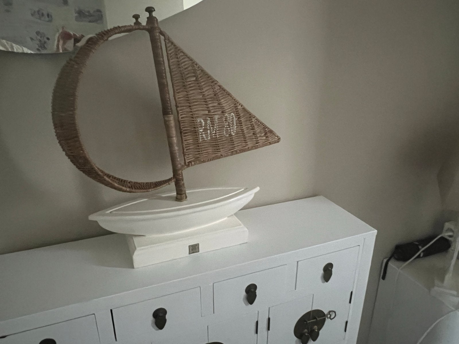 Riviera Maison Decoratieve rieten zeilboot RM 80, Meerkleurig, Ophalen of Verzenden, Natuurlijk materiaal, Landelijk