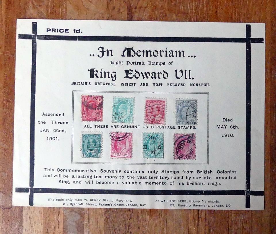 Edward VII postzegels commemorative souvenir 1910, Ophalen of Verzenden, Gebruikt, Buitenland, Postzegel(s) of Munt(en)