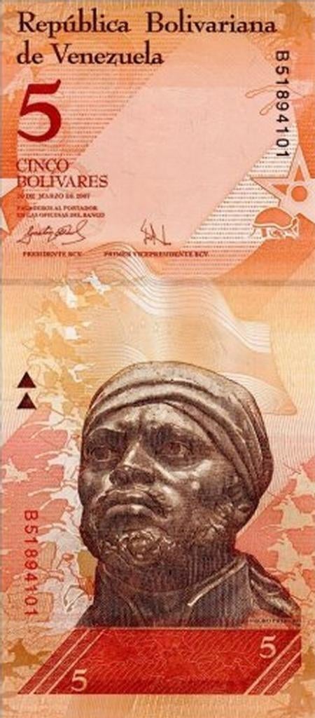 Venezuela bankbiljet 5 Bolivares 2007, Pick 89a UNC, Ophalen of Verzenden, Zuid-Amerika, Los biljet