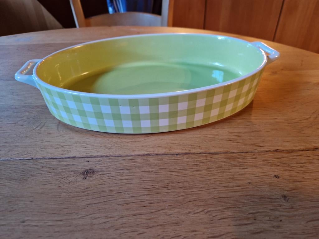 OVENSCHAAL GROEN GEBLOKT, Ophalen of Verzenden, Overige stijlen, Schaal of Schalen
