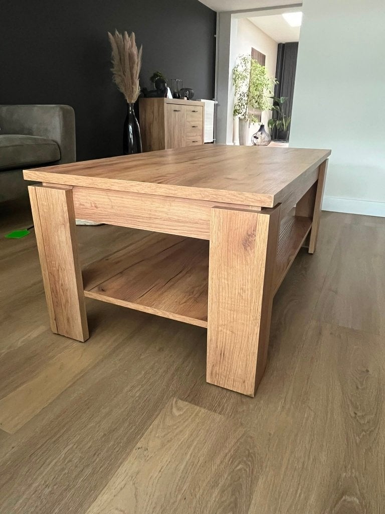 Salon tafel - JYSK, Huis en Inrichting, Tafels | Salontafels, Ophalen, Gebruikt, 100 tot 150 cm, Eikenhout