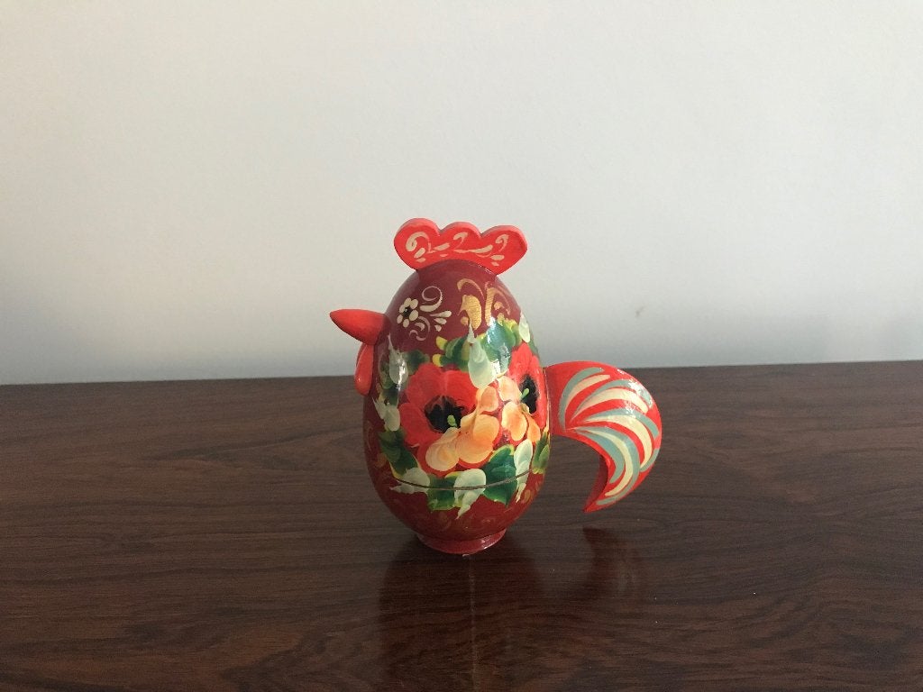 Matroesjka kip kuiken ei houten poppetjes figuren, Ophalen of Verzenden, Zo goed als nieuw
