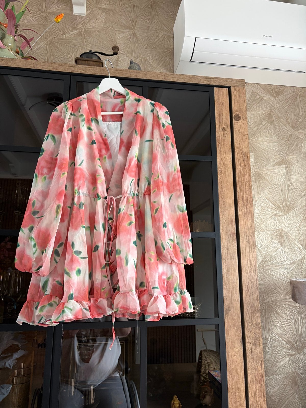 Bloemenprint Kimono/Korte Jurk - Roze/Wit, Kleding | Dames, Maat 46/48 (XL) of groter, Nieuw, Ophalen of Verzenden, Roze