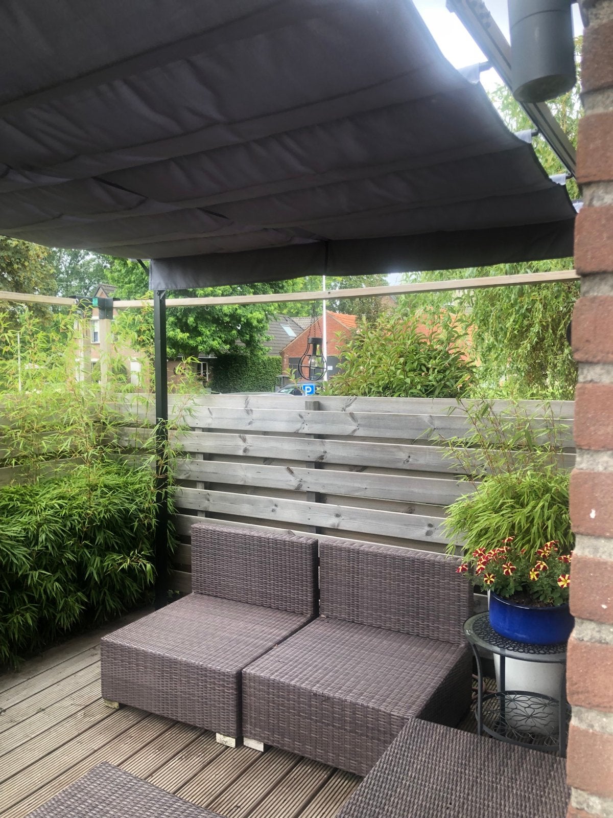 Blumfeldt Pergola met Uitschuifbaar Dak - 394x294x230 cm, Ophalen, Gebruikt, Overige typen, 250 cm tot 450 cm