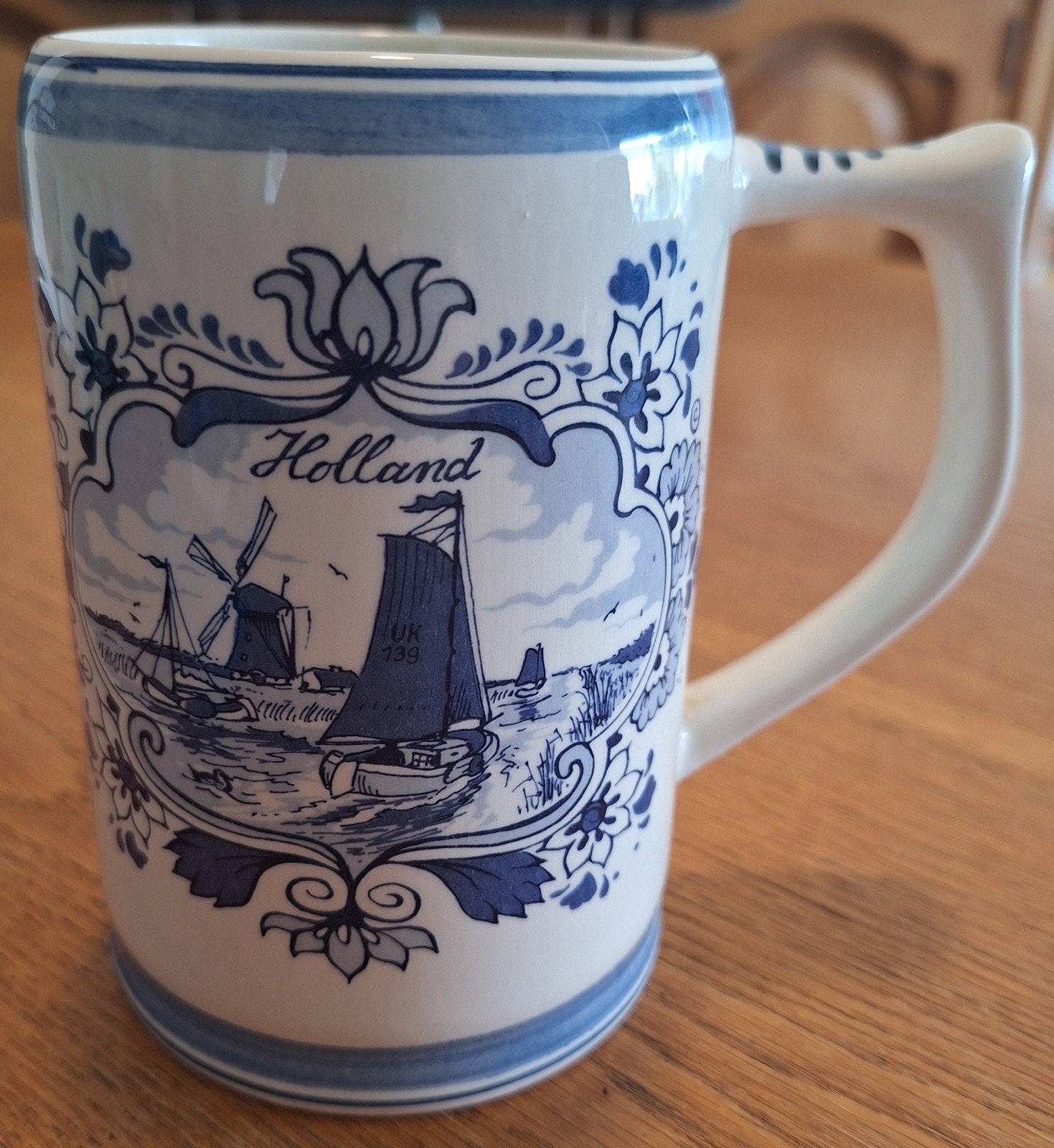 Delfts Blauw Handgeschilderde Bierpul - Hollandse Scène, Ophalen