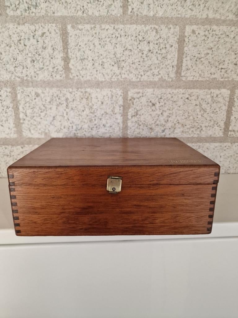 Oude houten thee doos / kist - PICKWICK, Ophalen of Verzenden, 25 tot 50 cm, 50 tot 100 cm, Minder dan 100 cm