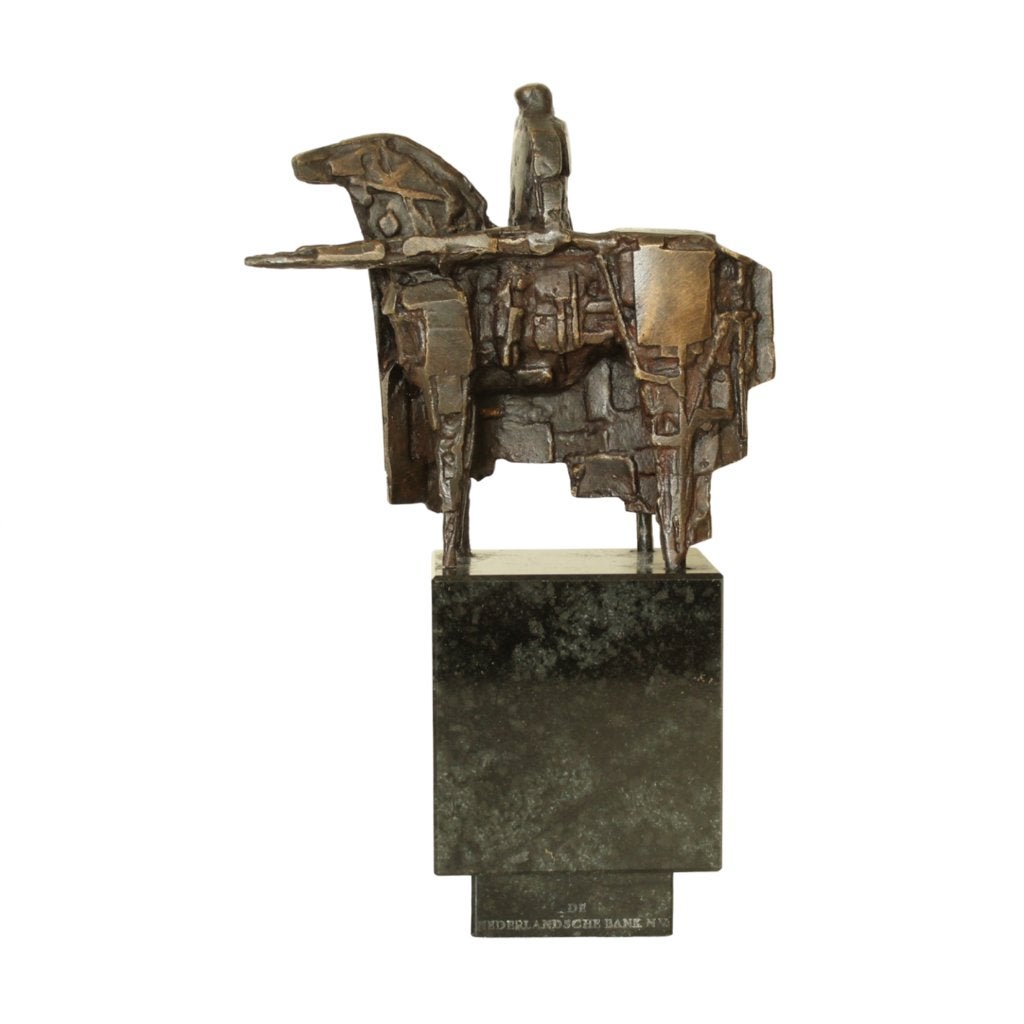 BRONZEN BEELD Eric Claus DE WACHTER NEDERLANDSCHE BANK 1977, Ophalen of Verzenden, Brons, Beeld