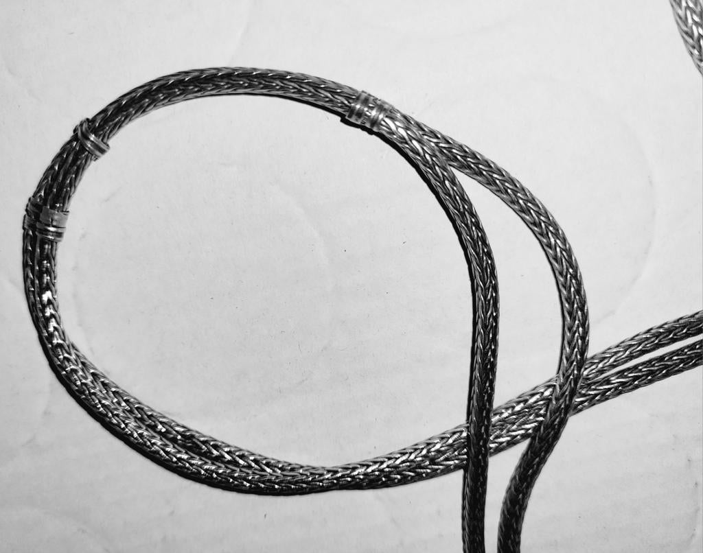Vintage zilveren riem Rajasthan handgevlochten India 1950/60, Verzenden, Gebruikt, Zilver, Zilver