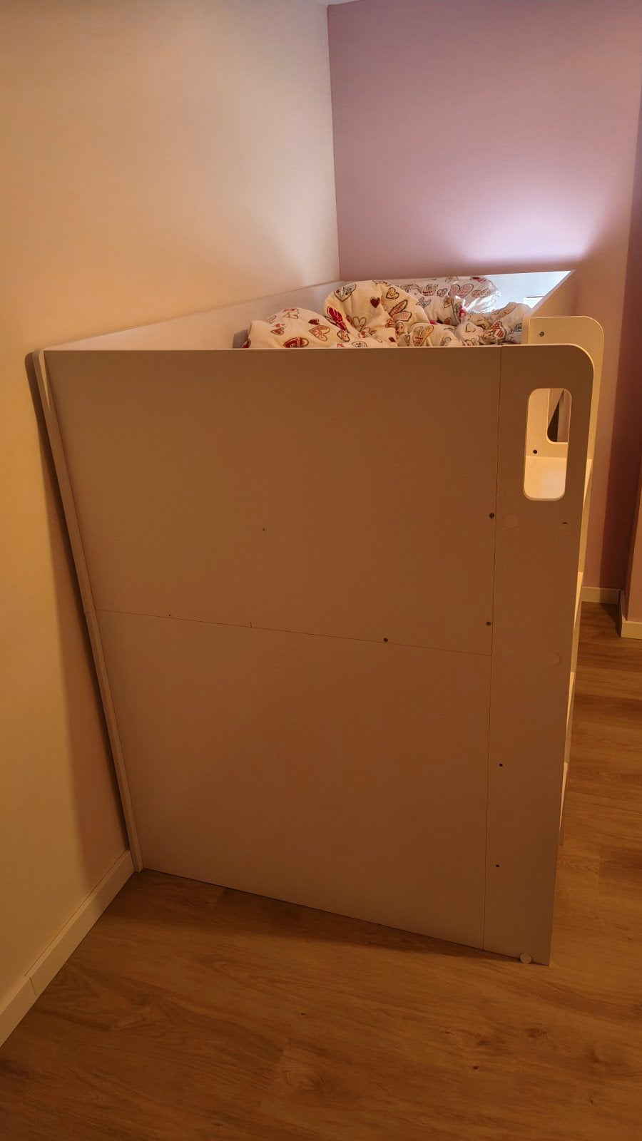 Witte hoogslaper met opbergruimte en trap, Ophalen, Gebruikt, Eenpersoons, 160 tot 180 cm