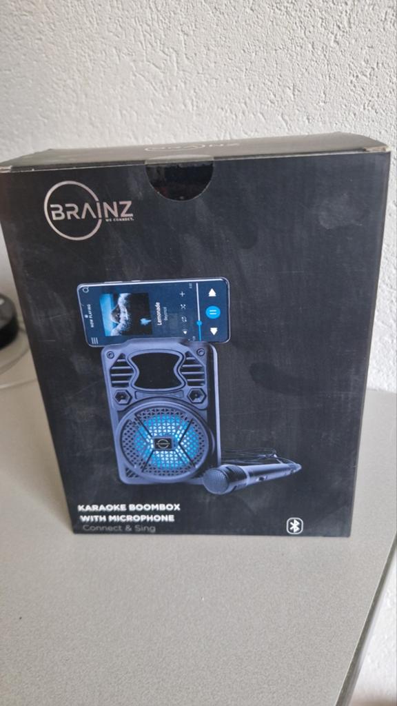 Brainz Karaoke Boombox met Microfoon - Nieuw in Doos, Ophalen of Verzenden, Nieuw, Complete set