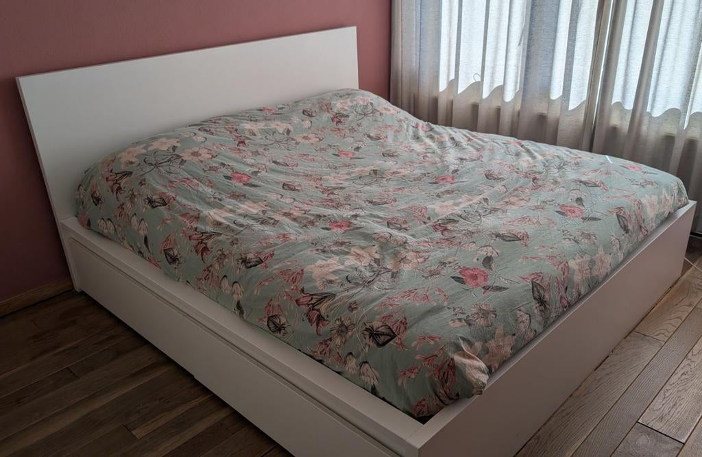 Ikea Malm wit tweepersoonsbed met opbergruimte - 180x200 cm, Ophalen, Overige materialen, Gebruikt, Wit