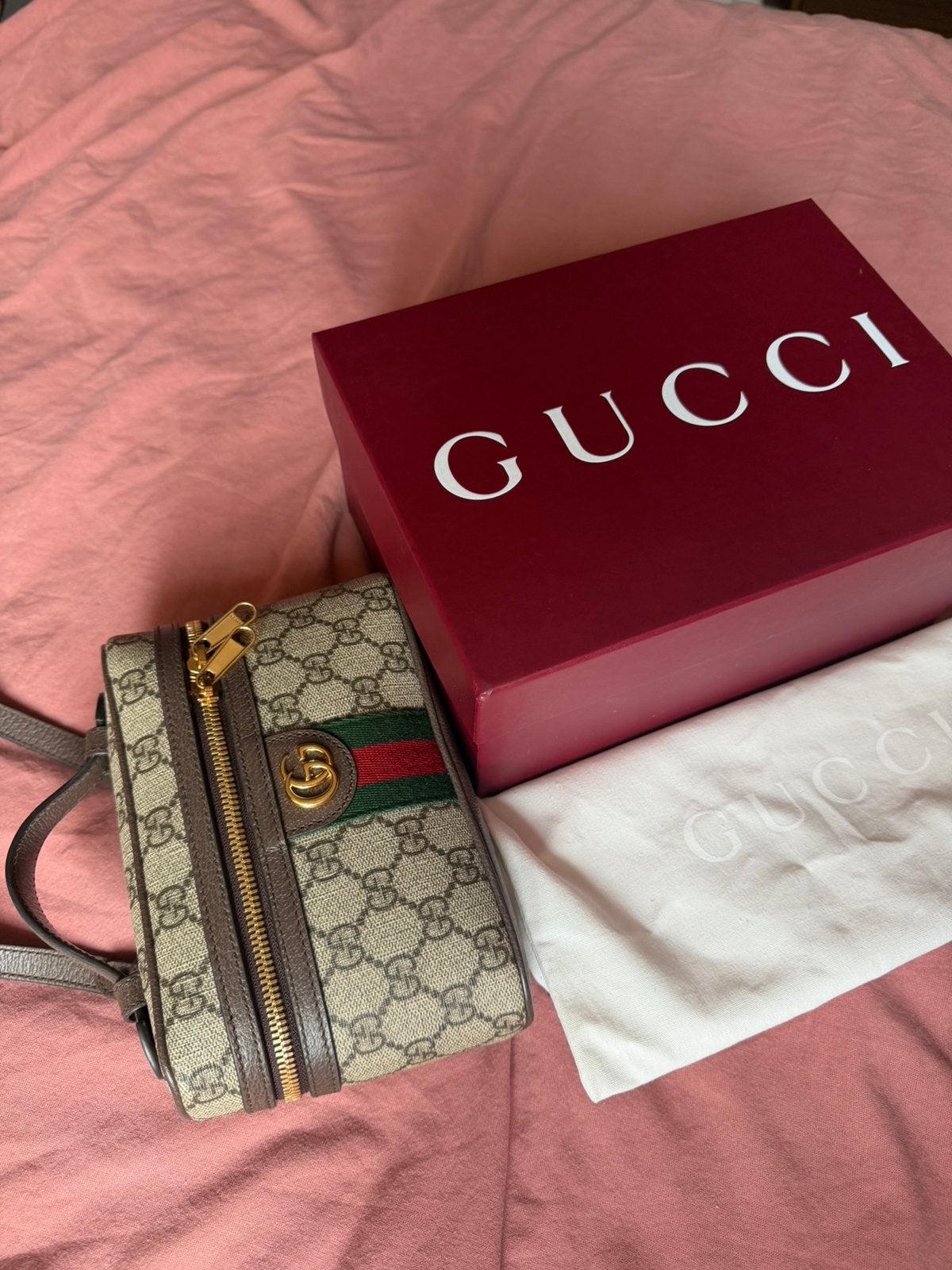 Gucci Ophidia Vanity Tas - Zo goed als nieuw, Ophalen of Verzenden, Zo goed als nieuw, Bruin, Schoudertasje