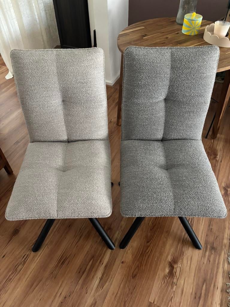 Bouclé teddy stof draaibare eettafel stoelen, Huis en Inrichting, Stoelen, Nieuw, Twee, Stof, Overige kleuren, Ophalen
