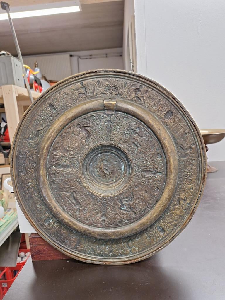 Antiek messing wanddecoratie, Ophalen of Verzenden