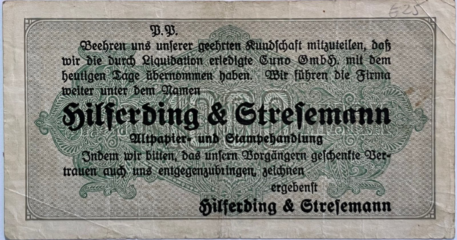 Duitsland 1000 mark 1922 opdruk Hilferding&Stresemann, Postzegels en Munten, Bankbiljetten | Europa | Niet-Eurobiljetten, Ophalen of Verzenden
