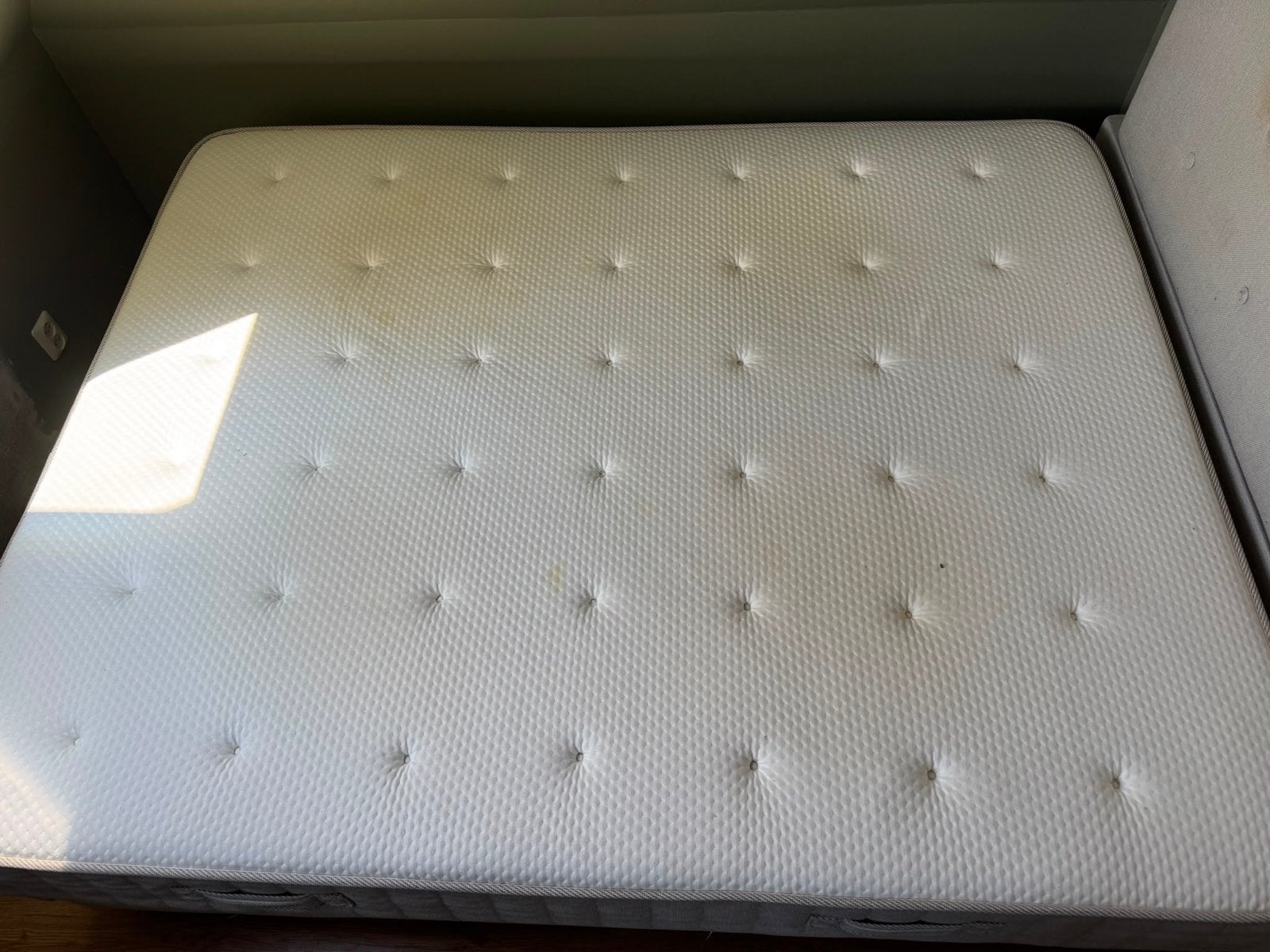 Gratis af te halen: Tweepersoons boxspring met hoofdbord, Ophalen, Gebruikt, Tweepersoons, 200 cm