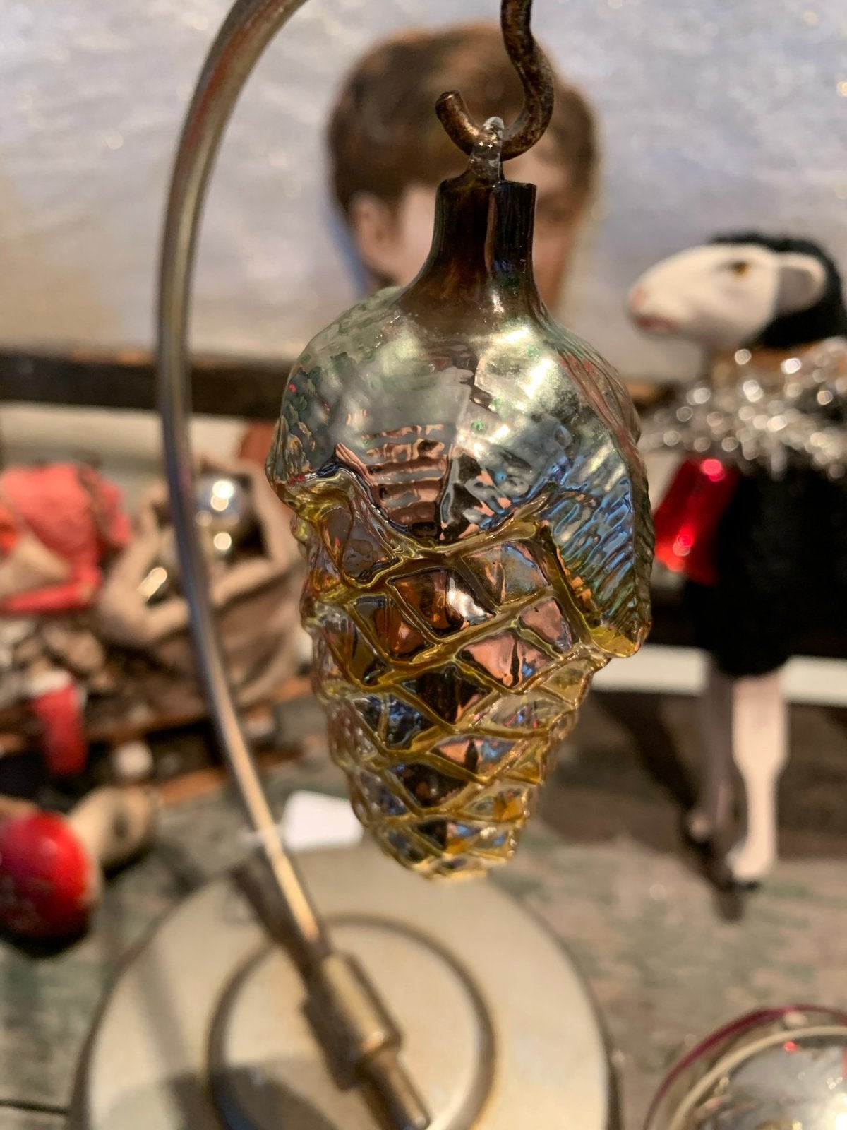 Kerst ajeko glazen oogje dennenappel, T, Ophalen of Verzenden, Zo goed als nieuw, N