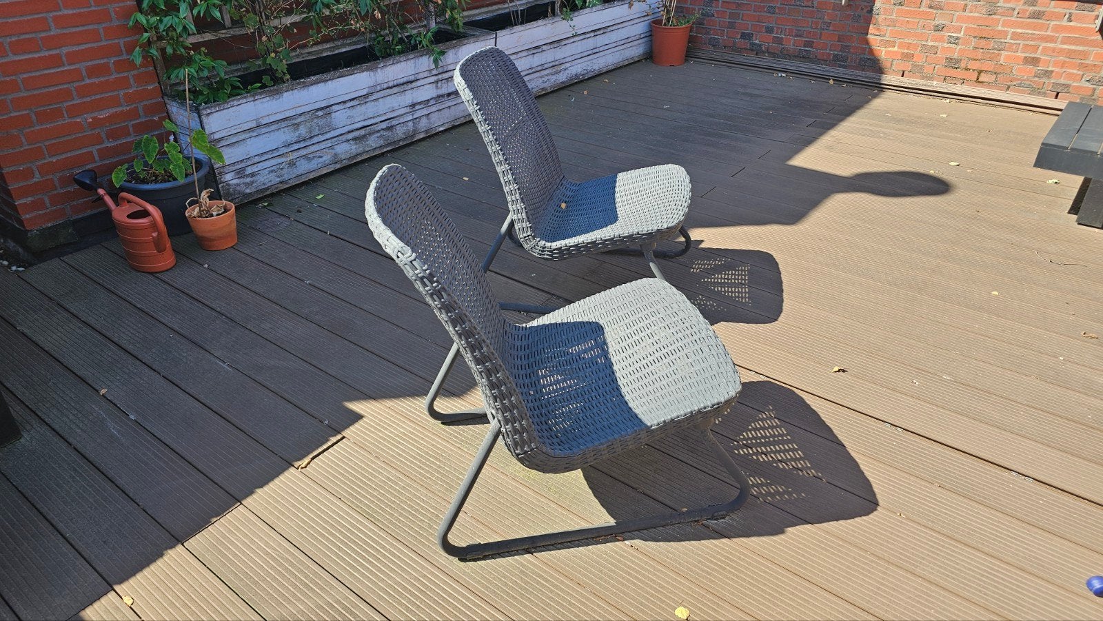 Twee comfortabele lounge/tuinstoelen van wicker, Ophalen, Gebruikt, Wicker