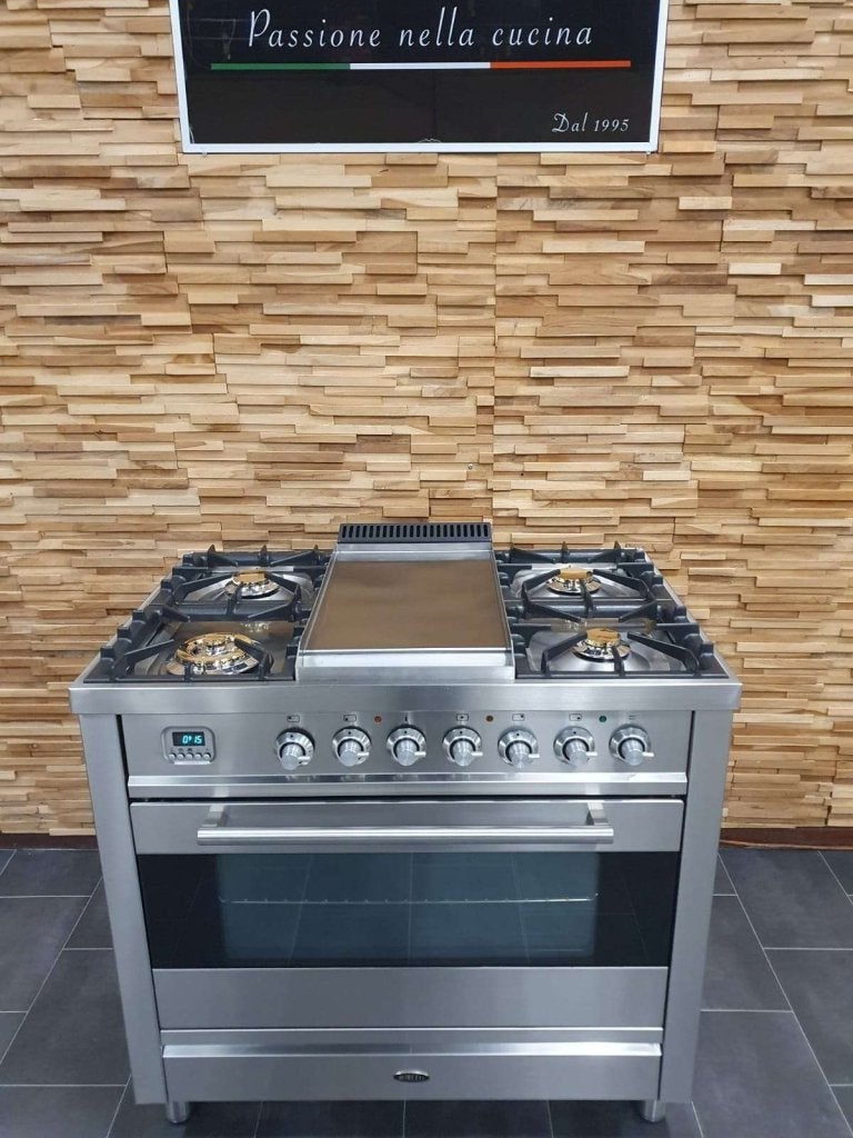 Luxe Boretti Fornuis 90cm RVS + RVS 1 grote oven Frytop, Niet ingevuld, 60 cm of meer, Niet ingevuld, Ophalen of Verzenden