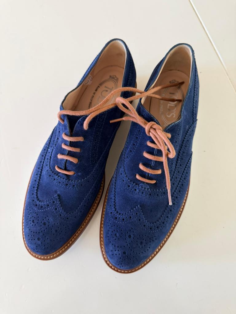 Tods dames schoenen blauw suede mt 38,5 zgan, Ophalen, Blauw, Sneakers of Gympen, Zo goed als nieuw