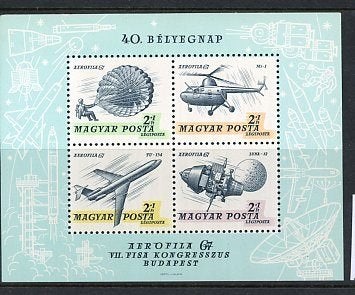 Hongarije- 1967- blok = motief Vliegtuigen, Verzenden, Postfris