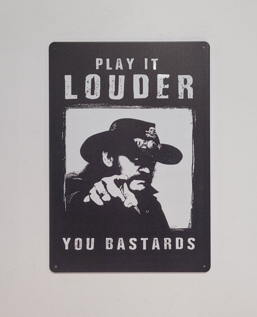 Lemmy Motorhead play it louder reclamebord van metaal deco, Info@deconoord.nl, Deco Noord, Nieuw, Ophalen of Verzenden