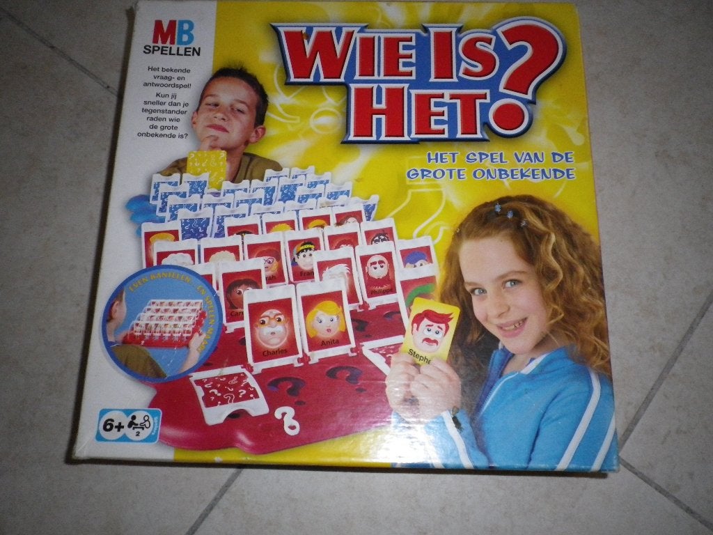 Wie is het oude gele doos van MB, Hobby en Vrije tijd, Gezelschapsspellen | Bordspellen, Ophalen of Verzenden, Gebruikt, MB Spellen