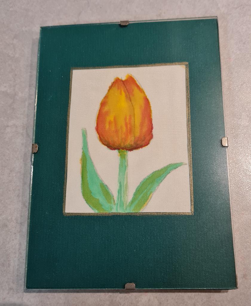 Tulp op zijde geschilderd, Ophalen of Verzenden
