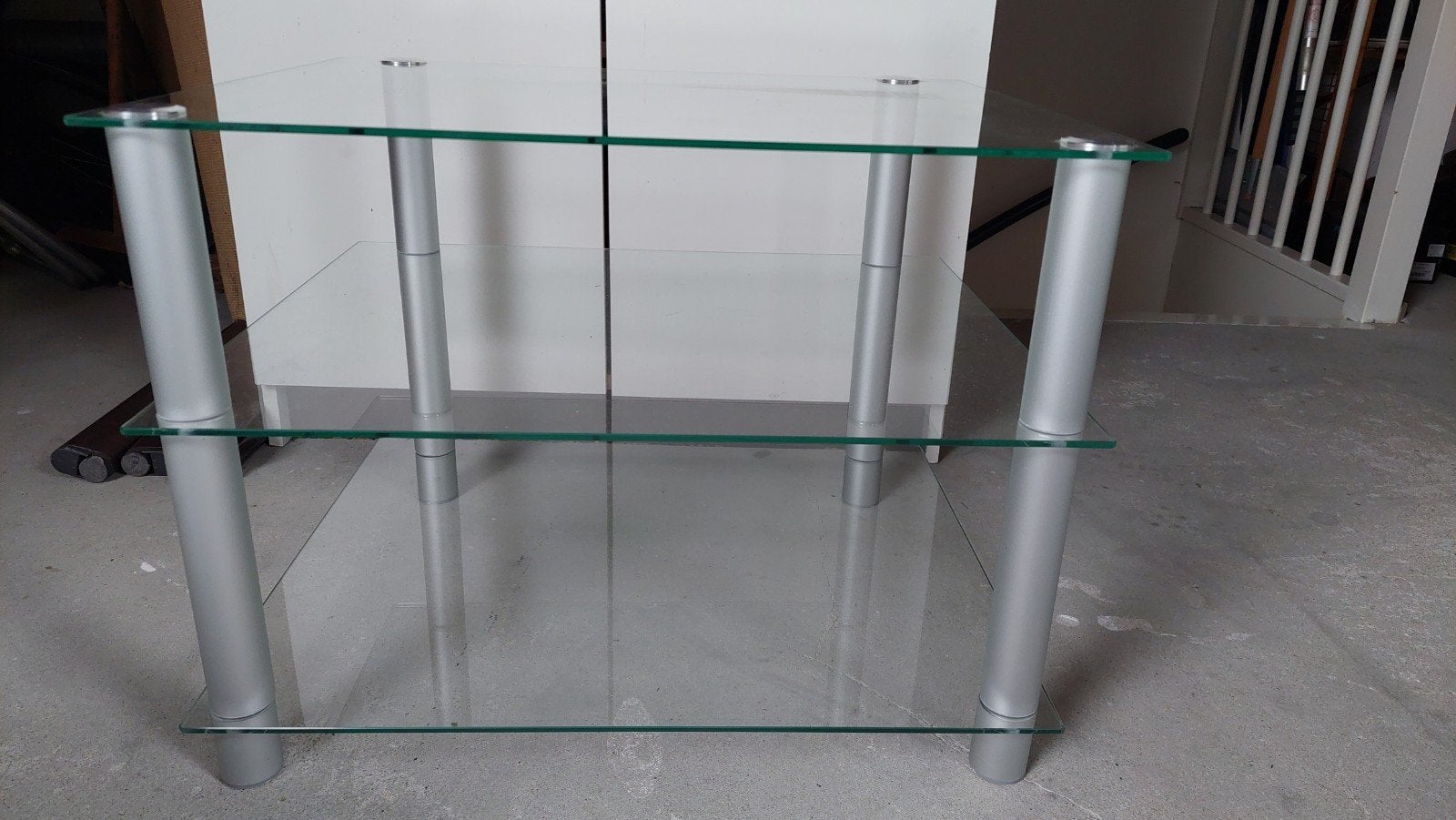 Glazen tv-meubel / audiomeubel/bijzettafelmet 3 planken, Ophalen, Gebruikt, 50 tot 100 cm, Glas