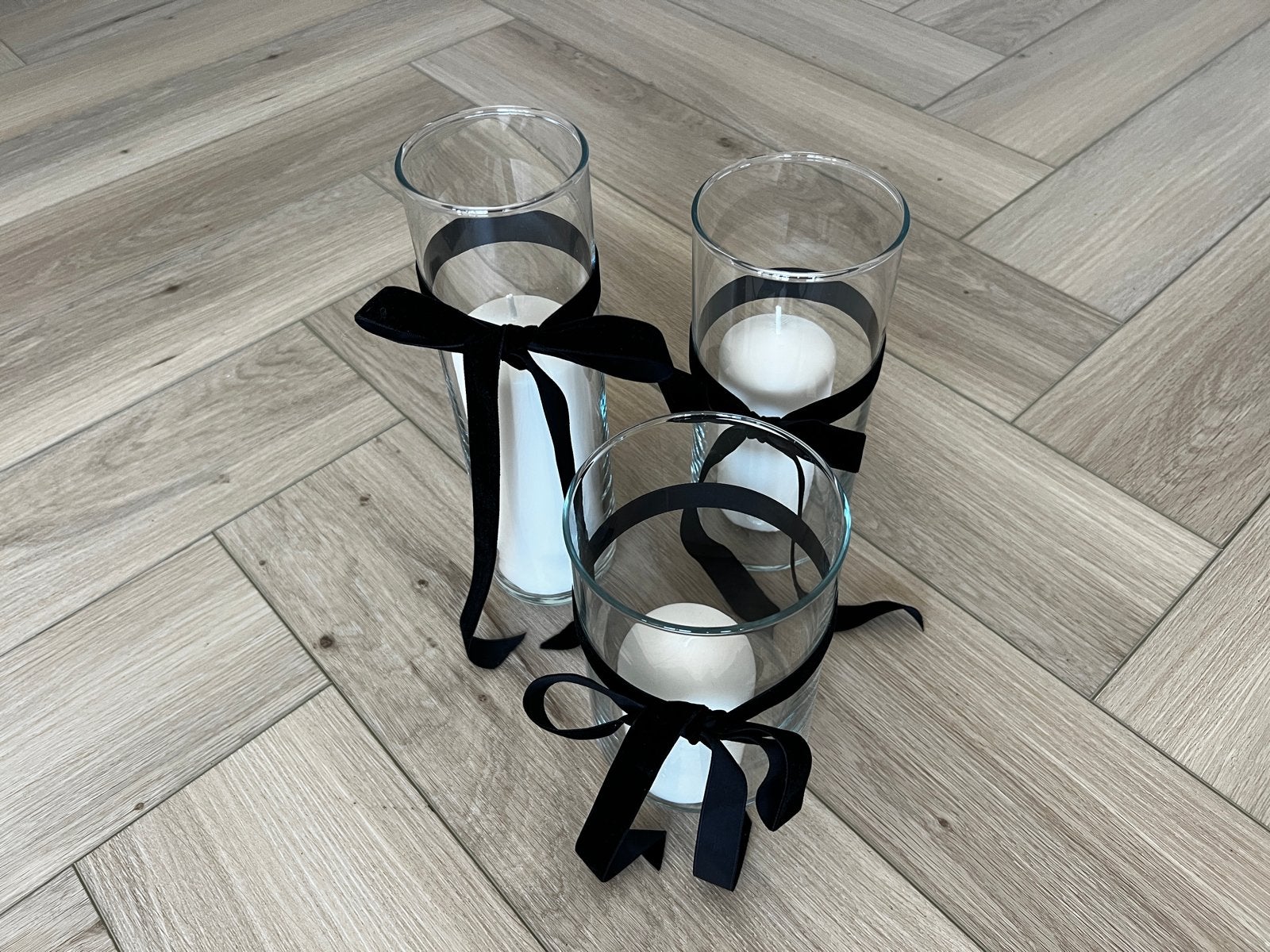 10x IKEA Cylinder vazen set van 3, Ophalen, Gebruikt, Transparant, Inclusief decoratie