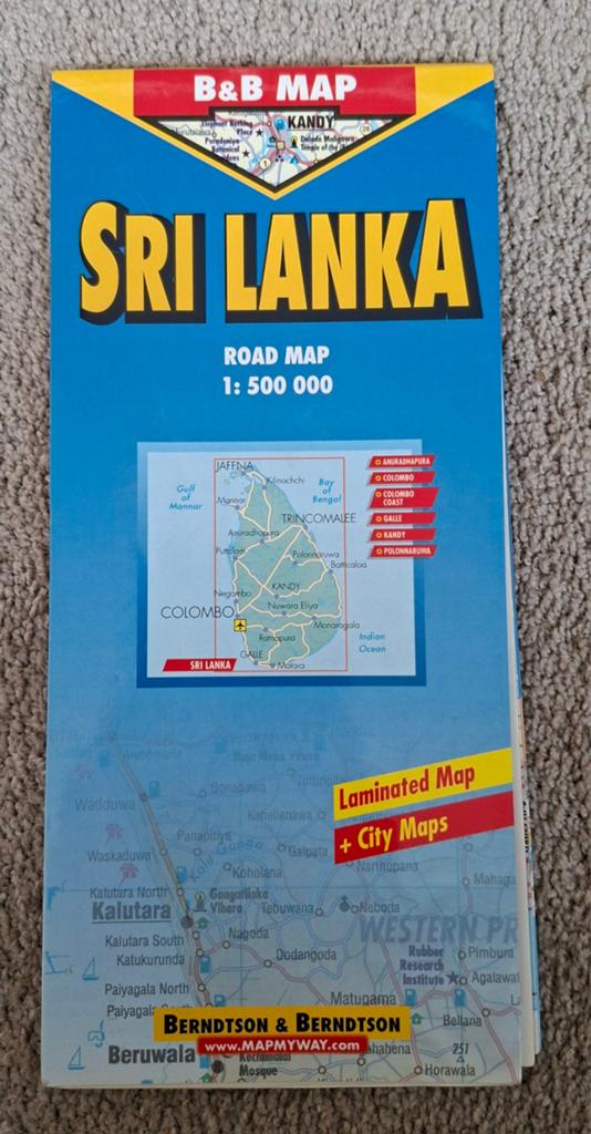 Sri Lanka Road Map wegenkaart Berndtson & Berndtson, Ophalen of Verzenden, 1800 tot 2000, Wereld, Landkaart