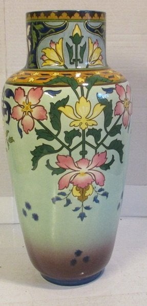 schitterende art nouveau majolica vaas Sarreguemines, Verzenden
