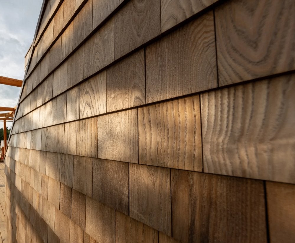 Essen thermowood shingles gevel of dakbekleding, Ophalen, Nieuw, Plank, 50 mm of meer