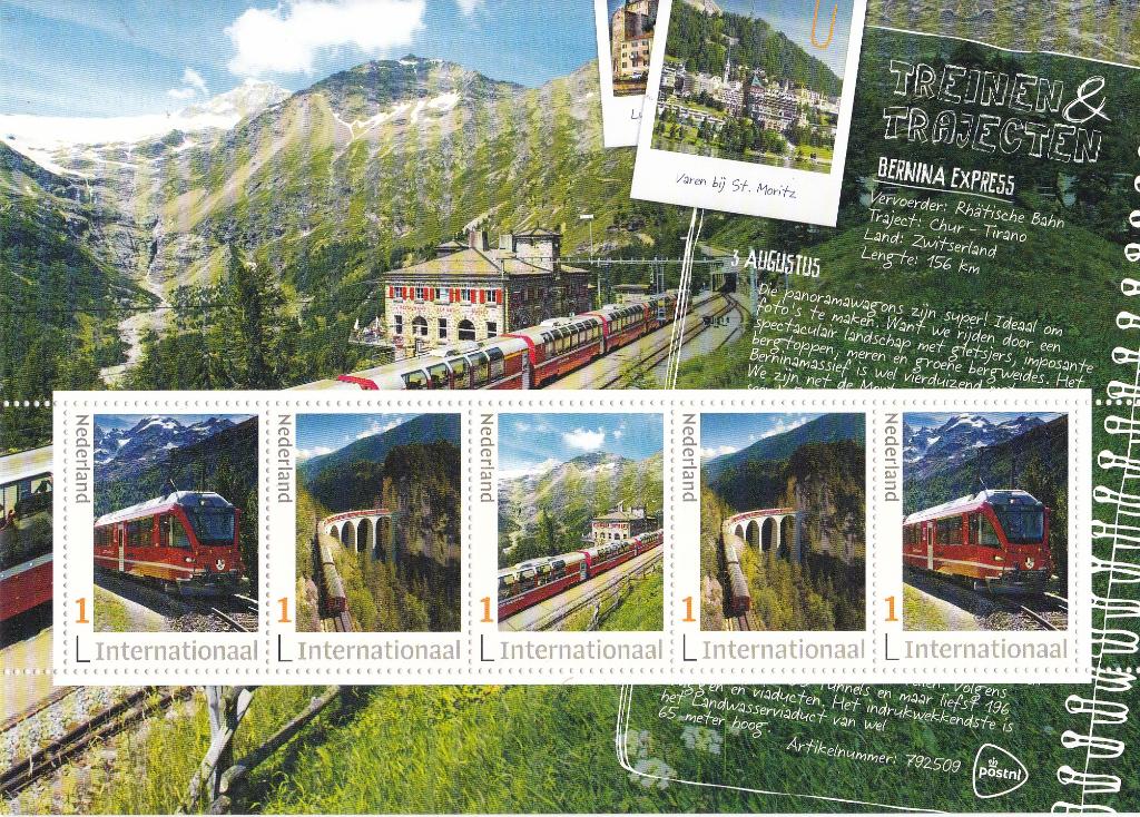Treinen & Trajecten - Bernina Express - MNH, Postzegels en Munten, Postzegels | Nederland, Verzenden, Na 1940, Postfris