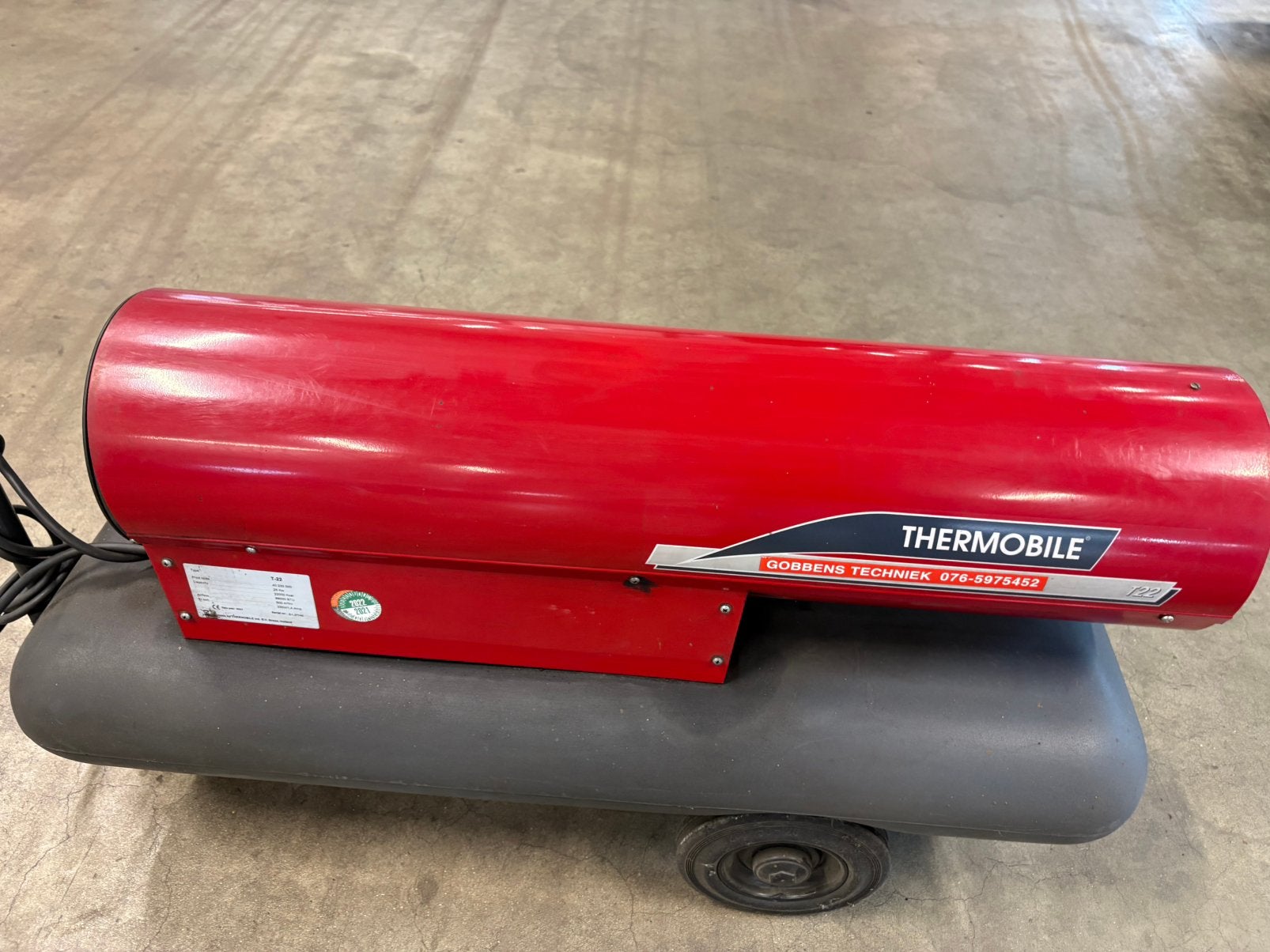 Thermobi T-22 heteluchtkanon 25 kW, bouwjaar 2007, Doe-het-zelf en Verbouw, Ophalen, 30 tot 80 cm, Gebruikt, Kachel