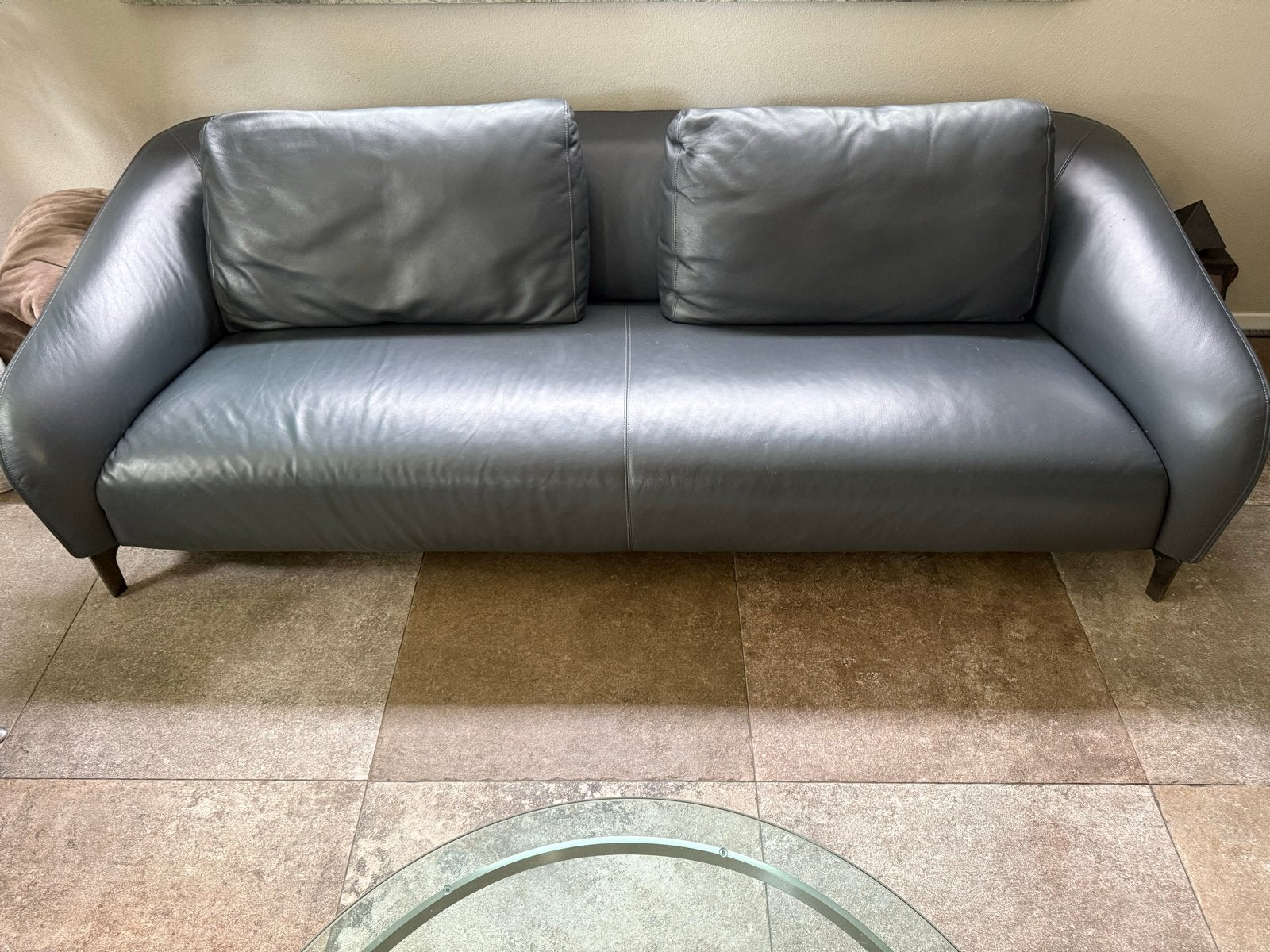 Leolux Elias lederen 3.5 zits bank antraciet grijs, Ophalen, 250 tot 300 cm, Design, Zo goed als nieuw