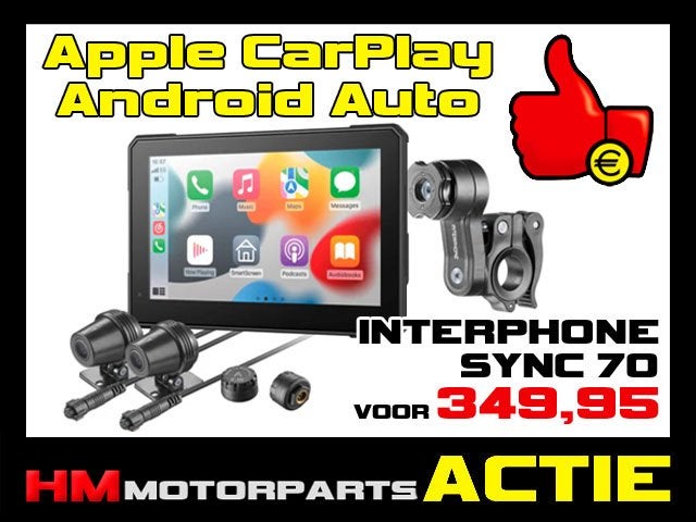 Interphone Sync 70 Smart Display - Apple Carplay - Android, Motoren, Niet ingevuld, Nieuw, Interphone, Ophalen