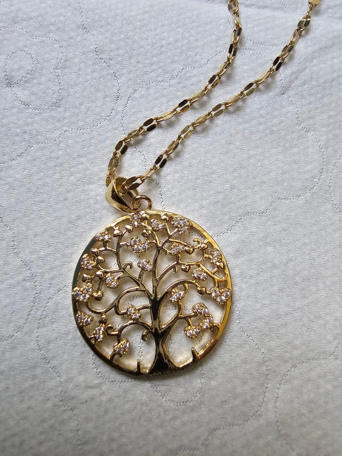 ZEER MOOIE KETTING LEVENSBOOM GOUD KLEUR, Ophalen, Zo goed als nieuw, Goud, Overige materialen