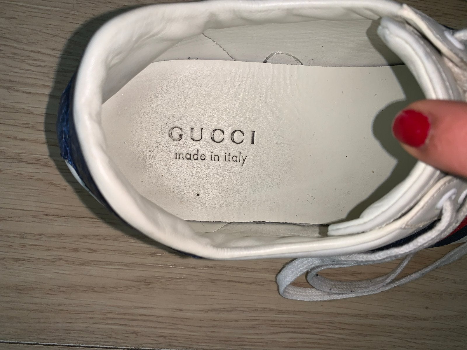 GUCCI Ace Low Top Sneakers White 386750 maat 42 origineel, Ophalen of Verzenden, Zo goed als nieuw, Wit, Sneakers of Gympen
