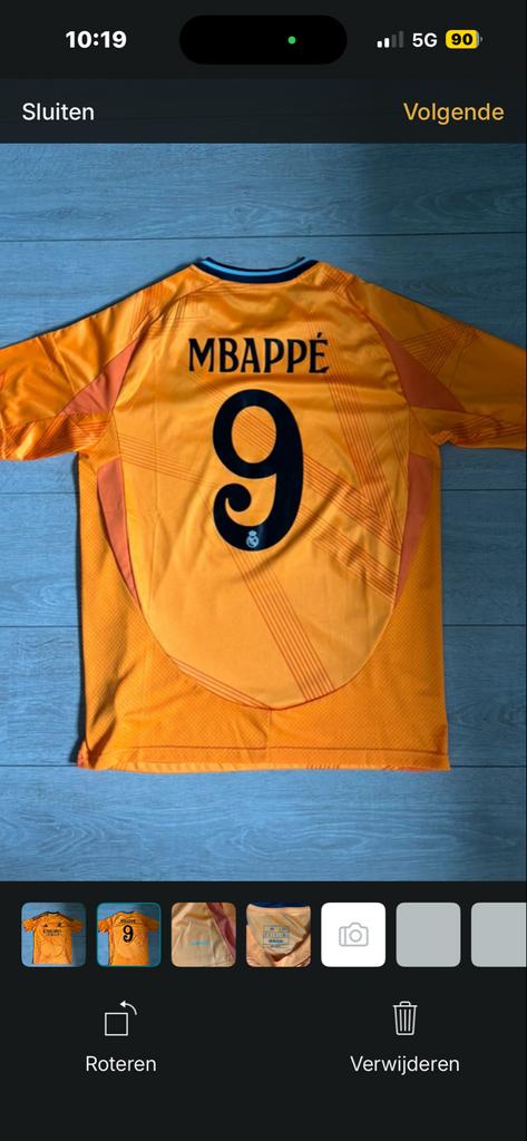 Real Madrid Mbappé shirt - Oranje, Kleding | Heren, Sportkleding, Oranje, Zo goed als nieuw, Voetbal, Verzenden