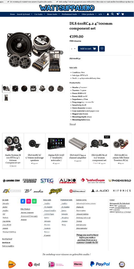 DLS 610RC4.2 4"/100mm Composet / Speakers 10 cm 2-weg, Info@optimount.nl, Nieuw, Ophalen of Verzenden, Anholtseweg 48A 7091 HB DINXPERLO